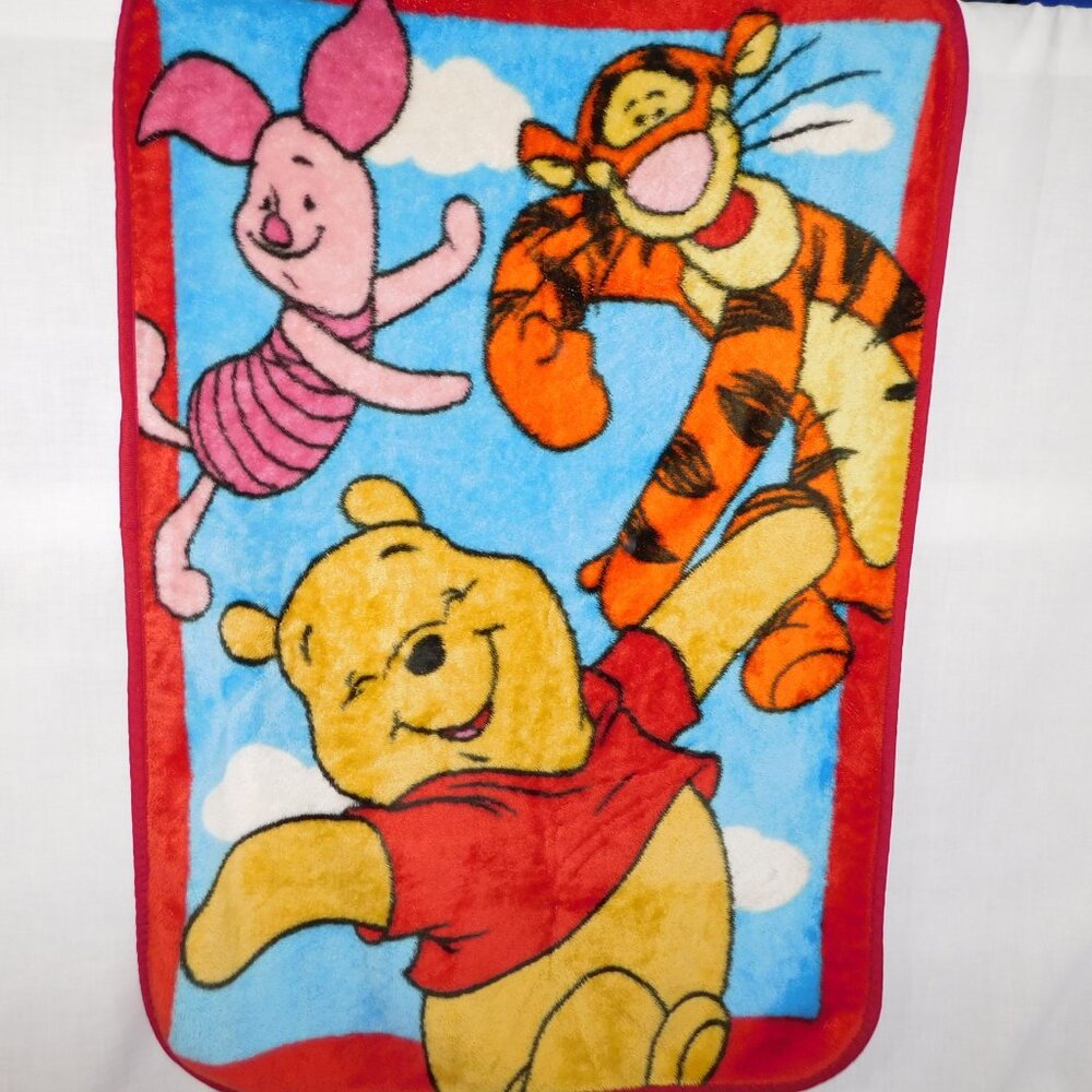 Disney Nemcor VTG Winnie the Pooh Piglet Tigger Fleece Plush Blanket 31" x 42" - Picture 4 of 6